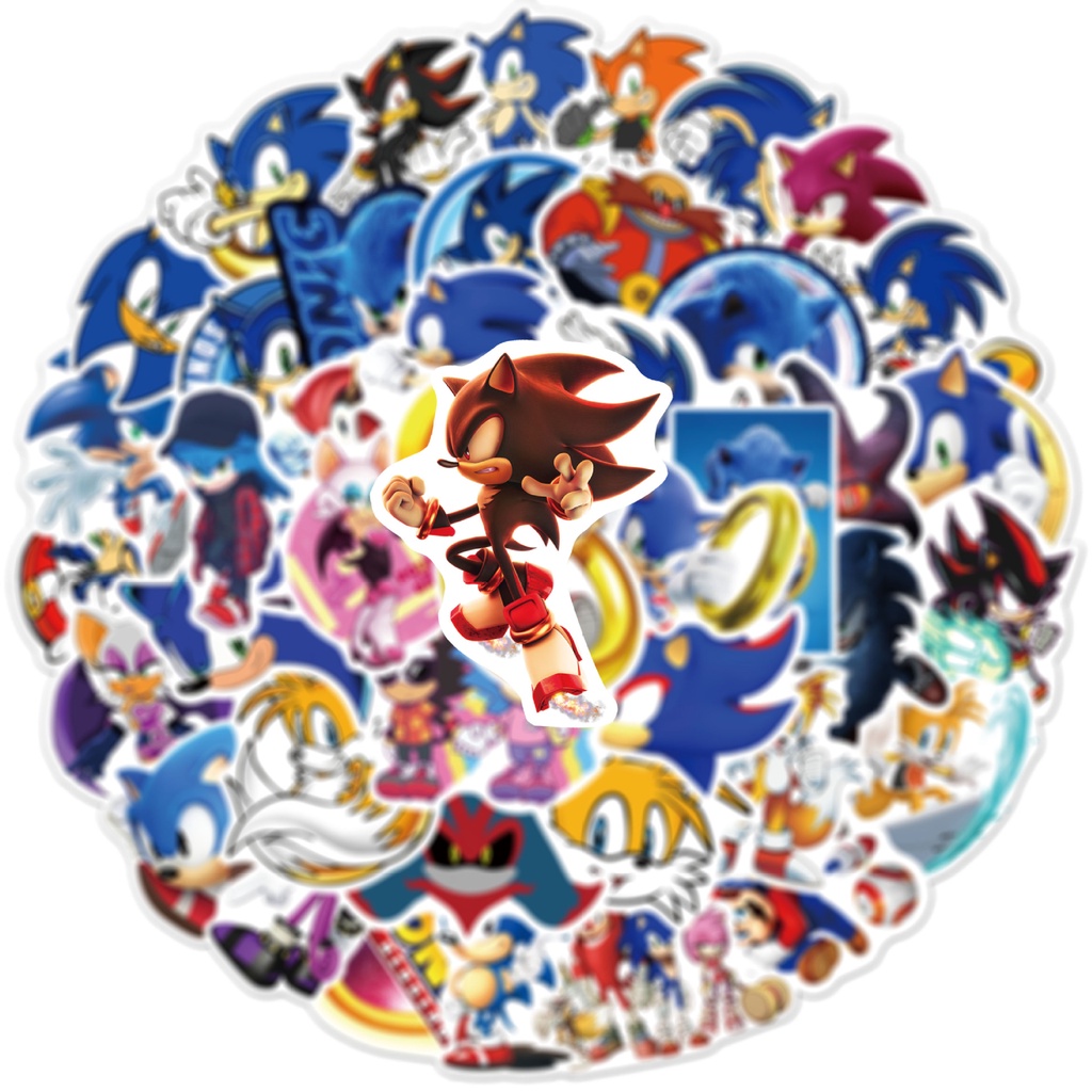 ❉ Miếng Dán Hình Sonic The Hedgehog Series 05 ❉ Bộ 50 Miếng Dán Thời Trang In Chữ Sonikku za Hejjihoggu DIY