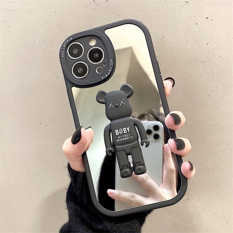 Ốp lưng iphone Bear gương 3D chống lưng cam tròn 6/6plus/6s/6splus/7/7plus/8/8plus/x/xs/11/12/13/14/pro/max/promax/plus