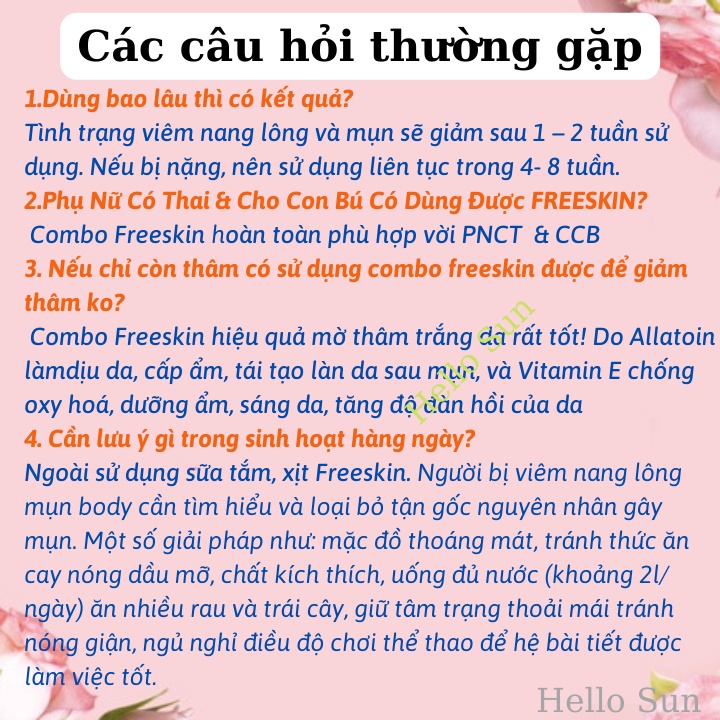 Sữa tắm giảm mụn lưng freeskin ngăn ngừa mụn lưng ngực giảm thâm sáng da 250ml – junlee làm đẹp chính hãng