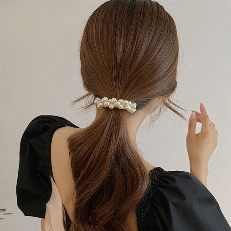 Kẹp tóc đuôi ngựa ngọc trai Hàn Quốc Phụ kiện tóc thời trang thanh lịch