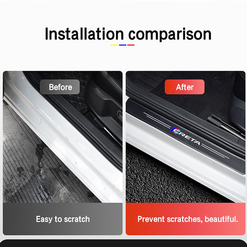 Bộ 4 Miếng Dán Bảo Vệ Cửa Xe Hơi Hyundai Creta Ix25 Elantra Santa Chất Liệu Da