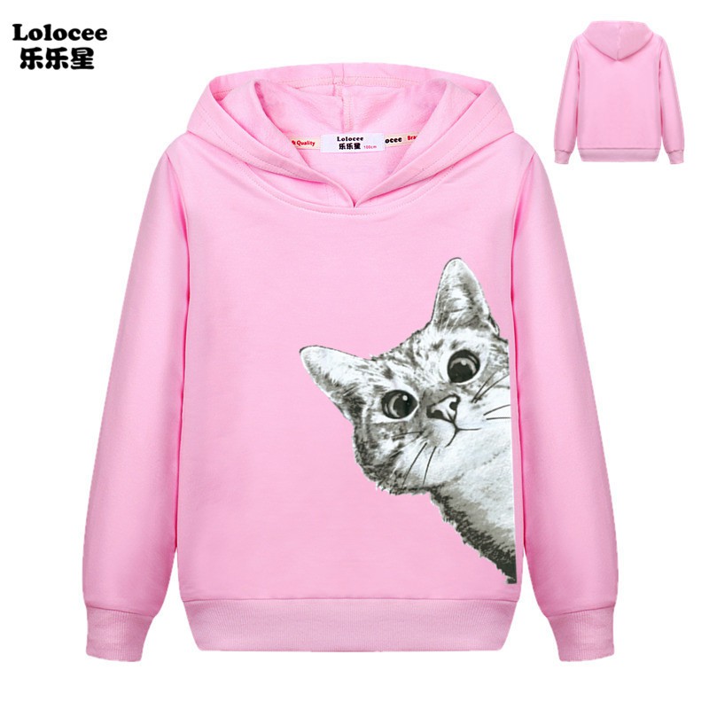 Áo khoác nỉ bé gái Hoodie in hình mèo dễ thương Áo khoác cho trẻ em