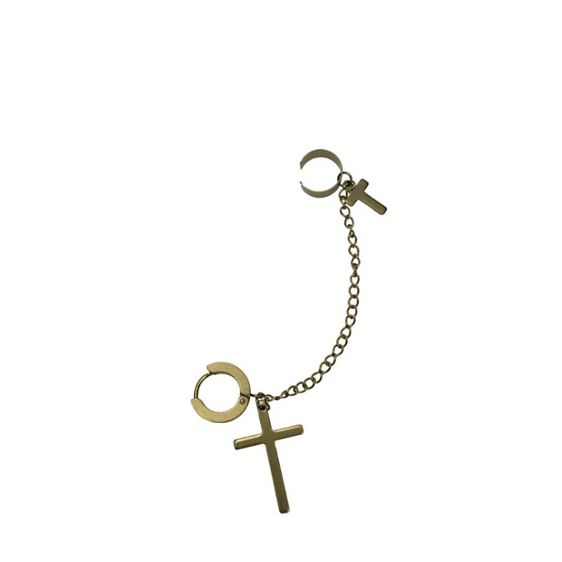 Khuyên tai kẹp vành tai hình chữ thập thời trang cá tính dành cho nam và nữ 22156