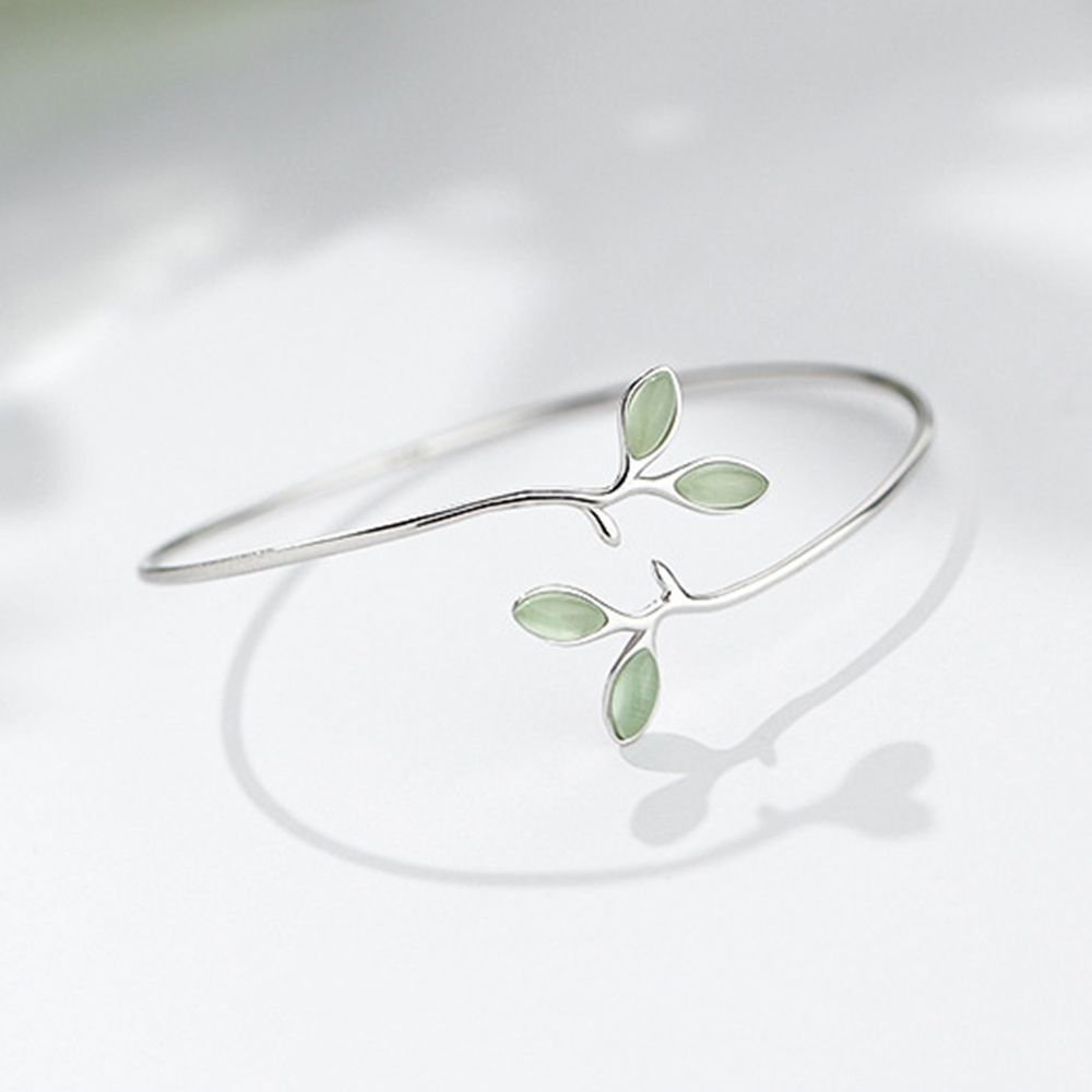 Vòng đeo tay dạng mở hình chiếc lá phong cách Hàn Quốc thời trang cho nữ