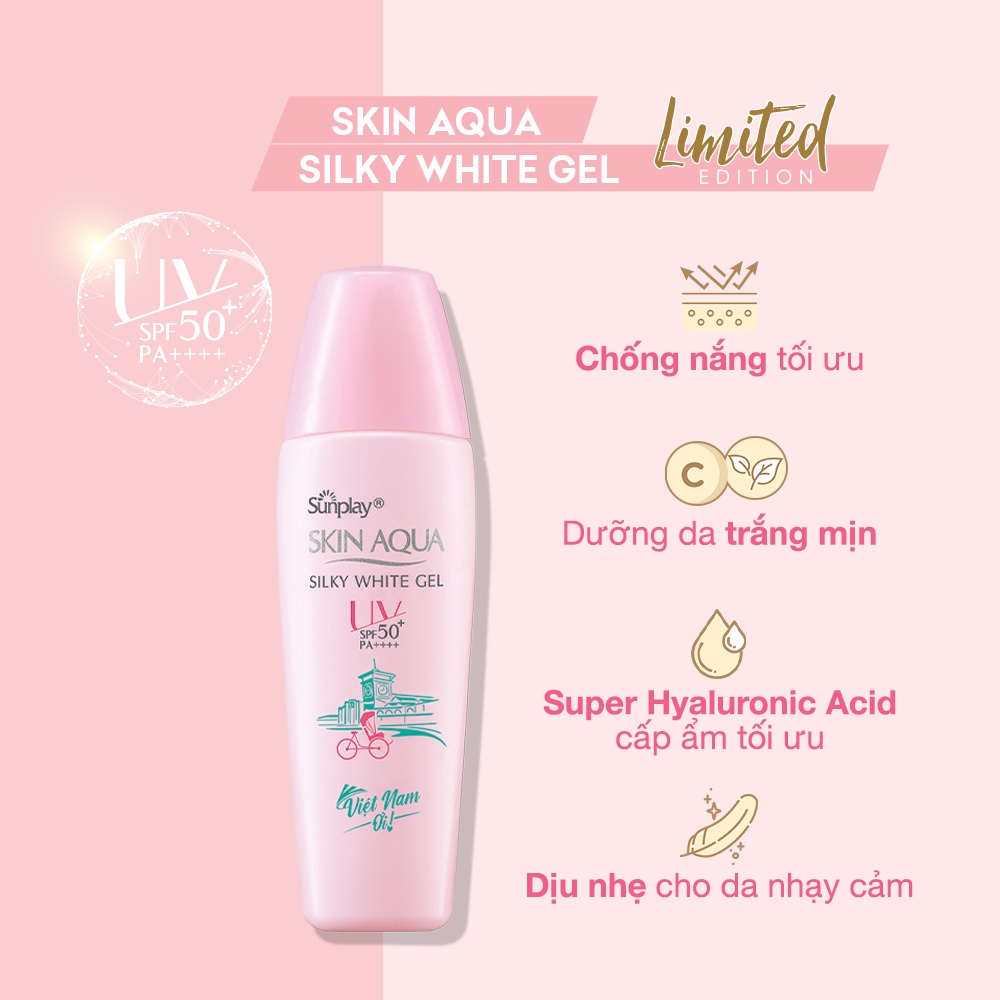 Gel chống nắng dưỡng da trắng mượt Sunplay Skin Aqua Silky White Gel SPF50+ 30g (Việt Nam Ơi - Limited Edition 2022)
