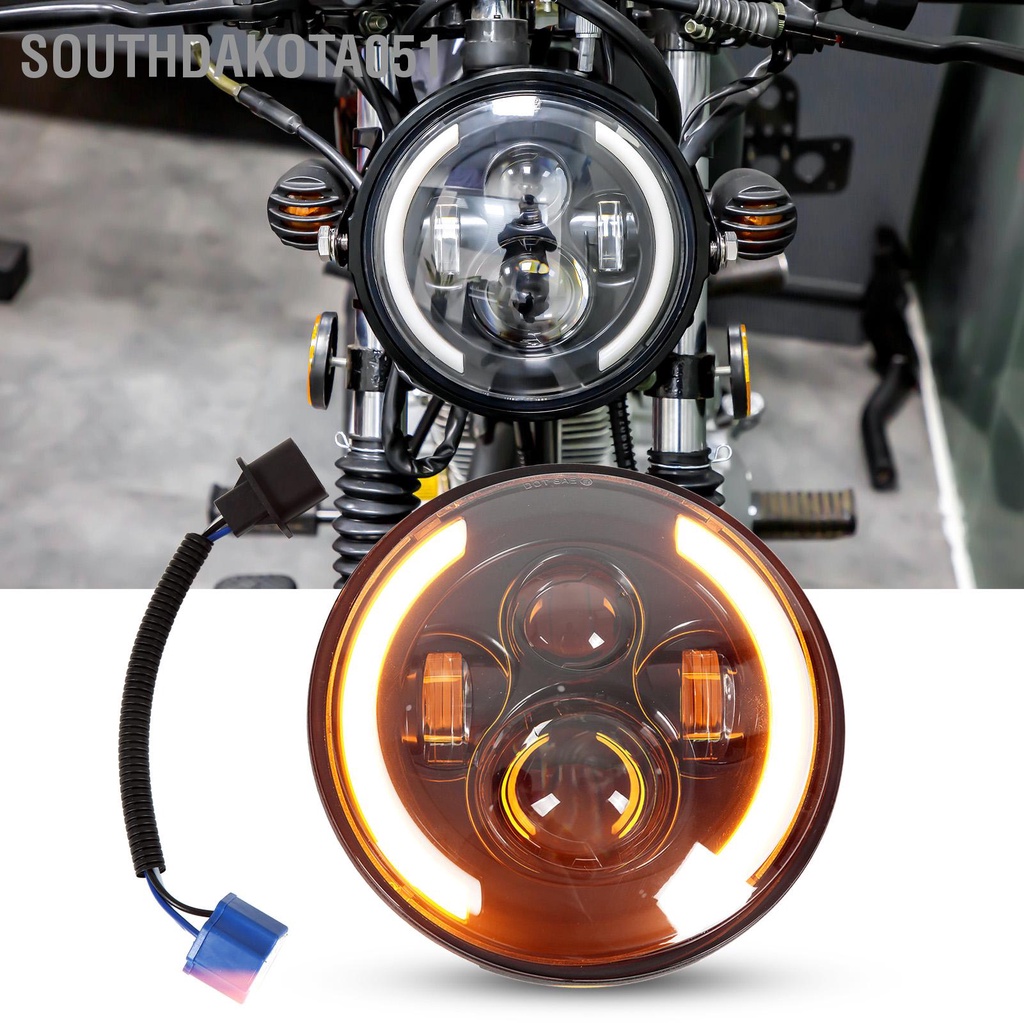 Đèn Pha LED Halo Hình Tròn 7 Inch Màu Sắc Đôi Thông Dụng Thay Thế Cho Road Star VStar 650 Royal Star