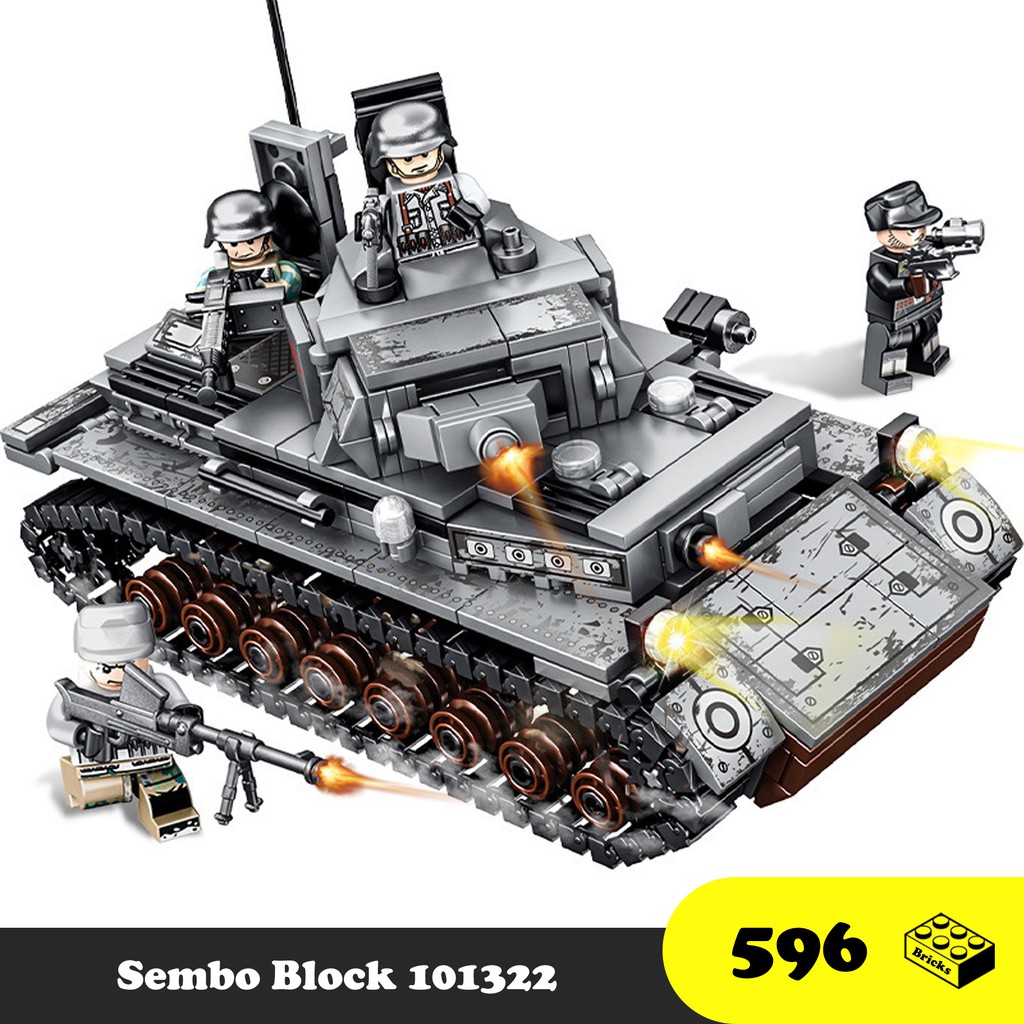 Sembo Tank 101322 - Đồ chơi lắp ráp xe tank Quân đội Đức thế hệ 4 - STEEL EMPIRE GERMAN IV TANK