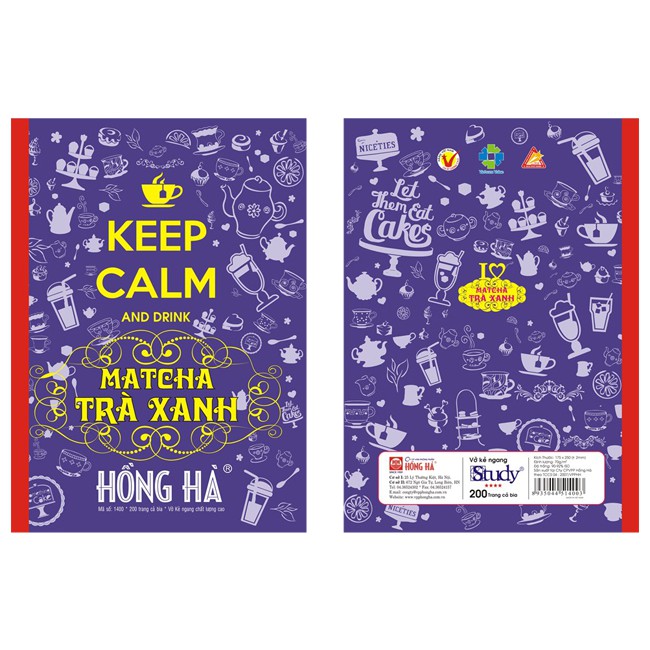 [Bìa mới ]Vở kẻ ngang hồng hà 200 trang Keep Calm &amp; Matcha Trà Xanh (1400) honghagroup.