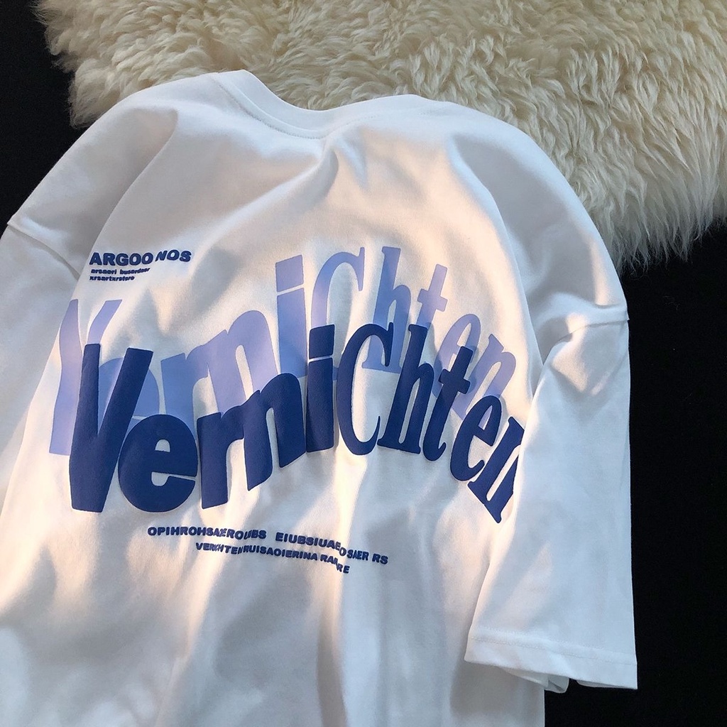 Áo thun PEWARN tay ngắn in chữ dễ thương phong cách Hàn Quốc thời trang cho nữ oversize size M-3XL