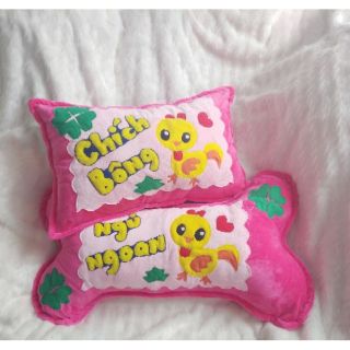 Bộ 2 gối nằm và ôm handmade gà con cho bé