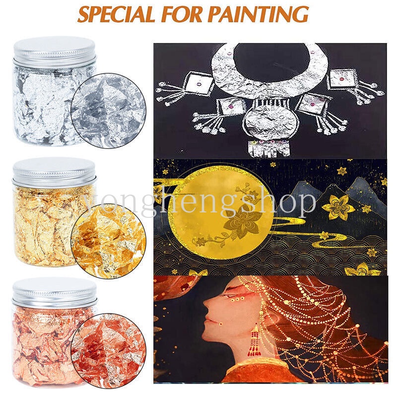 Cuộn Lá Đồng 3g Màu Vàng / Bạc Lấp Lánh Dùng Trang Trí Móng Tay Nghệ Thuật DIY