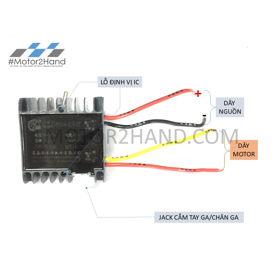 IC điều tốc xe điện 48V-60VDC công suất 1500W cho động cơ chổi than, xe tải hàng hóa 3,4 bánh