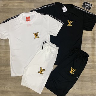 BỘ ĐỒ NAM BỘ HÈ NAM THỂ THAO HỌA TIẾT LV KẺ VIỀN kèm ảnh thật