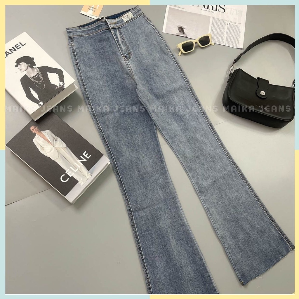 Quân Jean Loe Nữ Lưng Cao Cạp Trơn 2 màu Siêu Tôn Dáng Shop MaiKa Jeans
