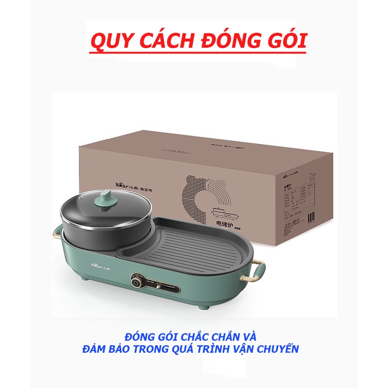 [Chính hãng] Nồi lẩu nướng điện ,bếp lẩu nướng điện đa năng BEAR DKL-C15L1 có thể tháo rời 2 ngăn chống dinh cao cấp