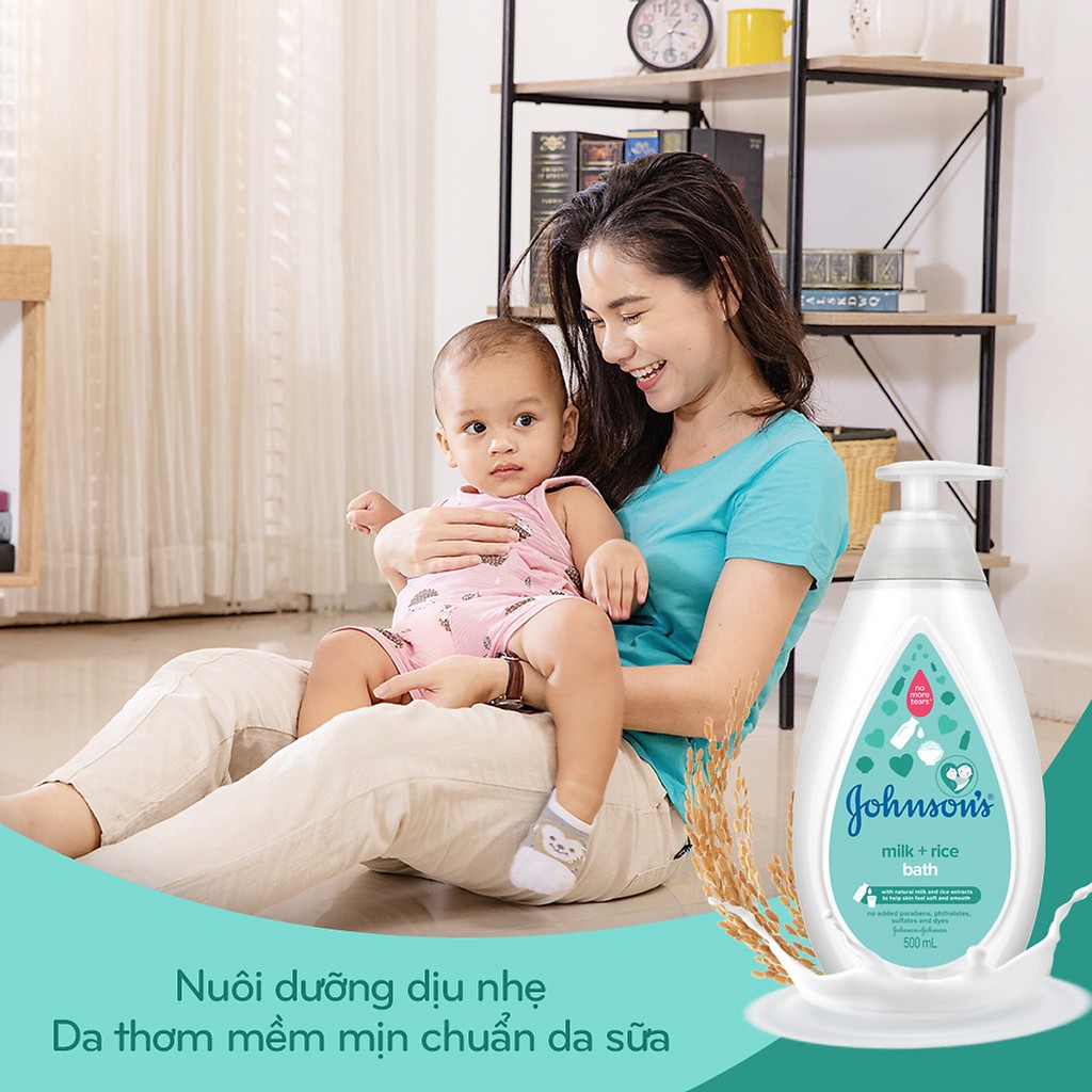 Sữa Tắm Dưỡng Ẩm Johnson’s Baby Chứa Sữa Và Tinh Chất Gạo 500ml