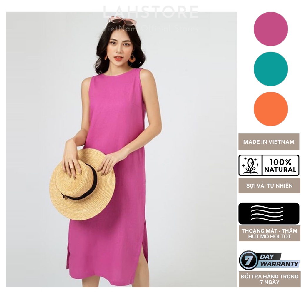 LAHSTORE Linen Dress - Đầm Suông Nữ Dáng Dài Vạt Tròn Nơ Lưng