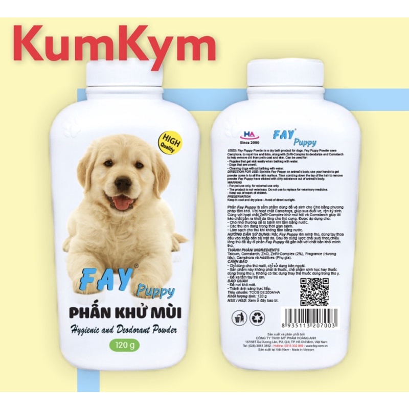 Phấn khử mùi Fay Puppy 120g