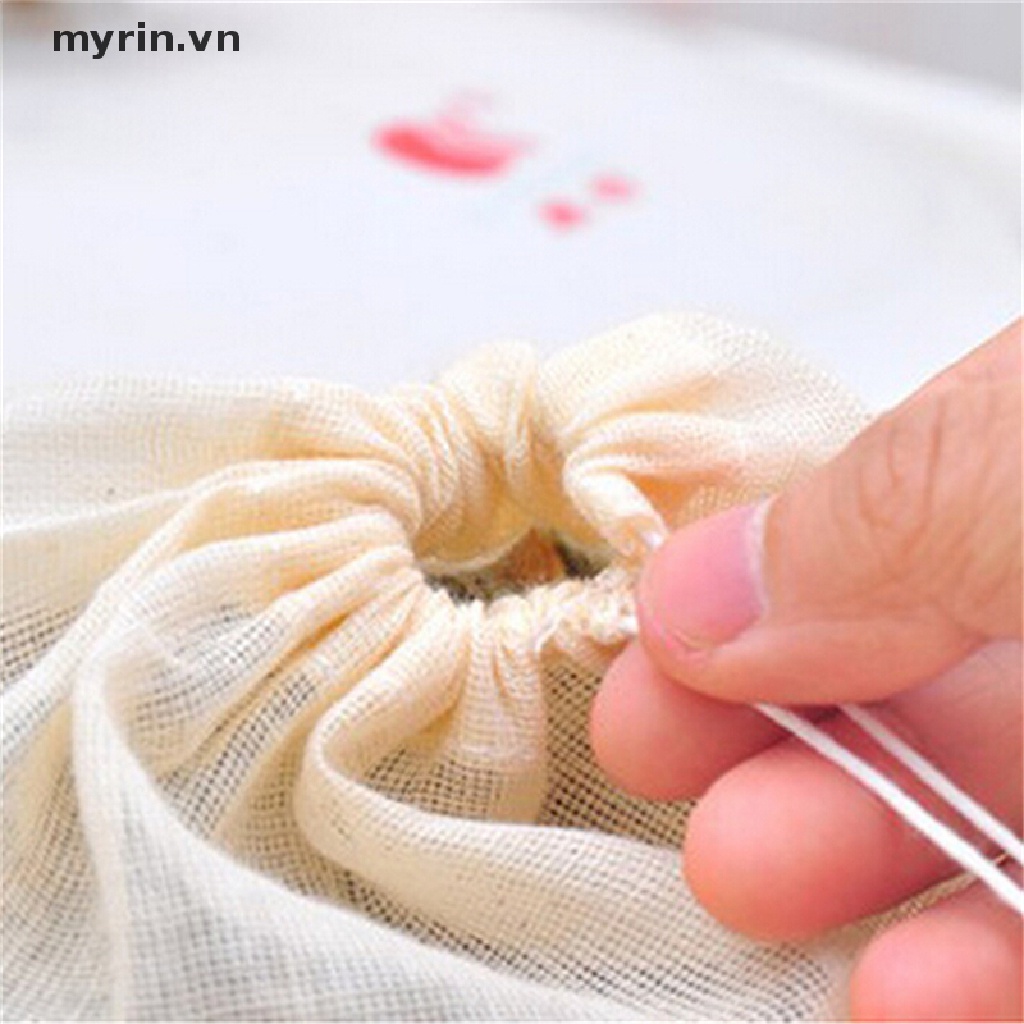 Set 10 Túi Lọc Trà Dây Rút 8x10cm Bằng Cotton Tái Sử Dụng Tiện Lợi
