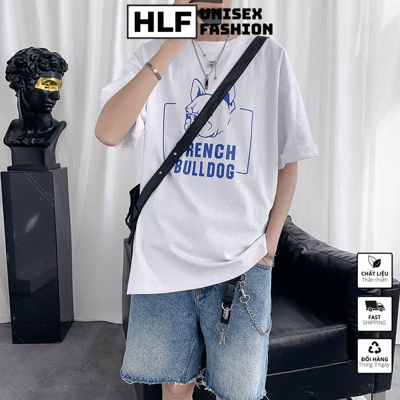 Áo phông nữ nam Unisex form rộng French Bulldog, áo thun tay lỡ HLFashion