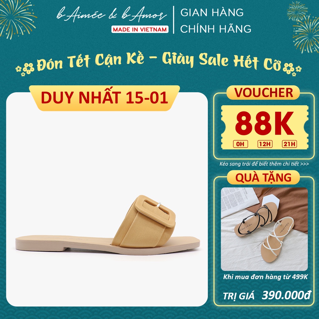 Dép lê nữ thời trang đẹp kiểu dáng sandal đi biển quai ngang đế bệt cao cấp chính hãng bAimée &amp; bAmor - MS1673