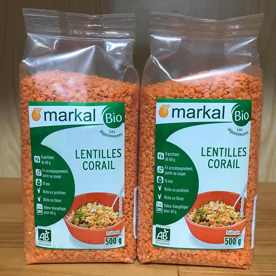 Đậu Lăng Đỏ Cam, Đậu Lăng Xanh Hữu Cơ Markal - Túi 500gr - Có tách lẻ