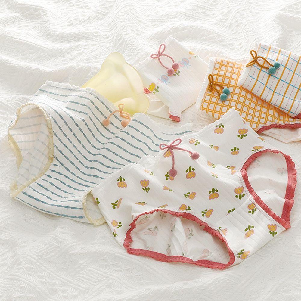 OCEANMAP Quần Lót Cotton Thoáng Khí In Họa Tiết Hoạt Hình Dễ Thương Cho Nữ