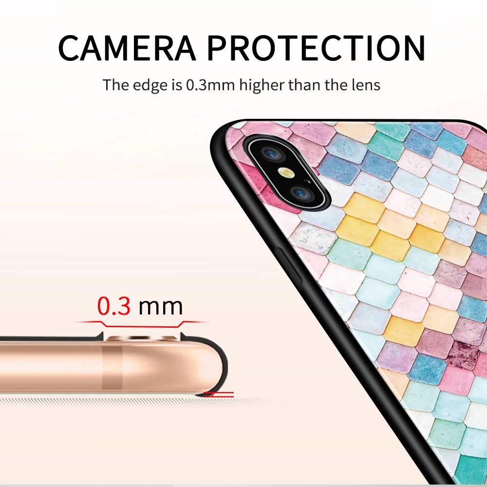 Ốp Điện Thoại Kính Cường Lực Họa Tiết Vân Kim Cương Phong Cách Boho Thời Trang Cho Iphone 11 11 Pro Max Xs Max Xr Se 2020