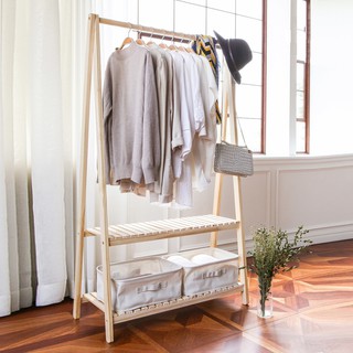 🔥FreeShip -Kệ Treo Quần Áo Gỗ Thông Lắp Ghép 2 Tầng Cao Cấp - Kệ Gỗ Decor Hàn Quốc Tặng Kèm Tô Vít