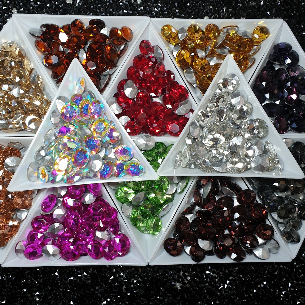 Set 10 viên đá khối chân bạc - hình oval