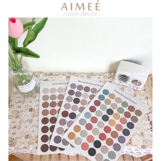 [ẢNH THẬT] Set 48 nhãn dán sticker tròn nhiều màu tiện dụng dùng để dán postcard trang trí góc học tập - Aimee.decor