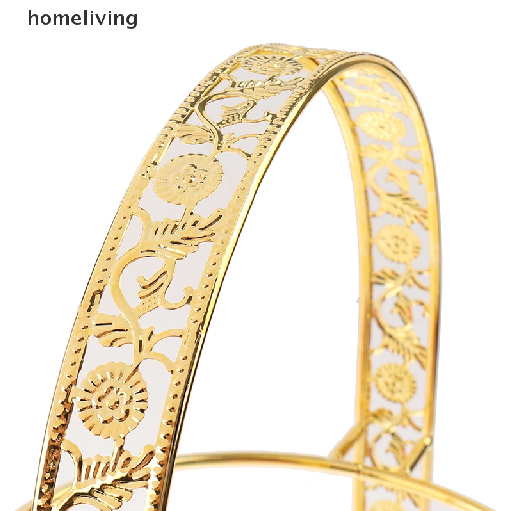 Giá Đỡ Bánh Kem Tráng Miệng Hai Tầng Bằng Kim Loại Màu Vàng Kim Trang Trí Tiệc