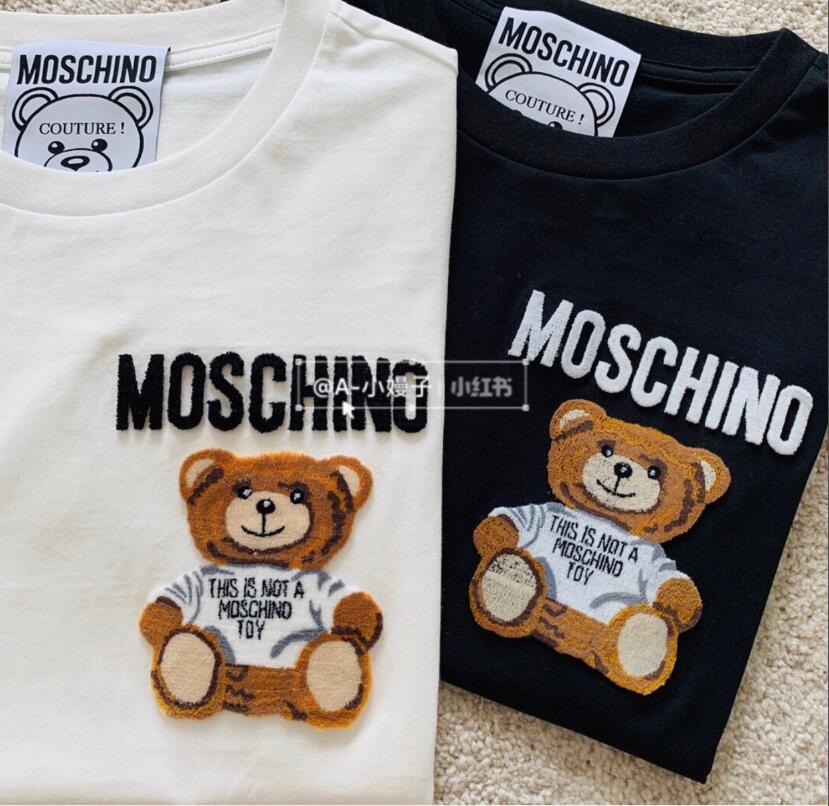 Áo Thun Tay Ngắn Thêu Hình Gấu Moschino Cho Nam Và Nữ