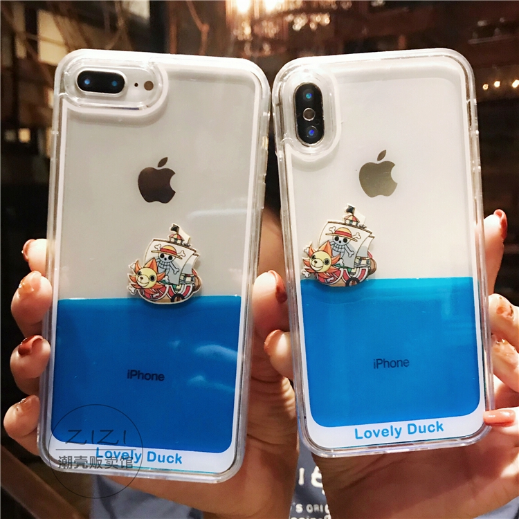 Ốp Lưng Kim Tuyến Nước In Hình Tàu Cướp Biển Dễ Thương Cho Iphone 6 6s 7 8 Plus Xs Max Xr