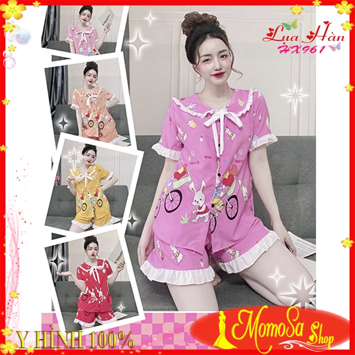 Bộ Đồ Ngủ Nữ Tiểu Thư Cộc Đùi Bộ Mặc Nhà Chất Lụa 100D Mềm Mát Thoải Mái Dễ Thương- MOMOSA