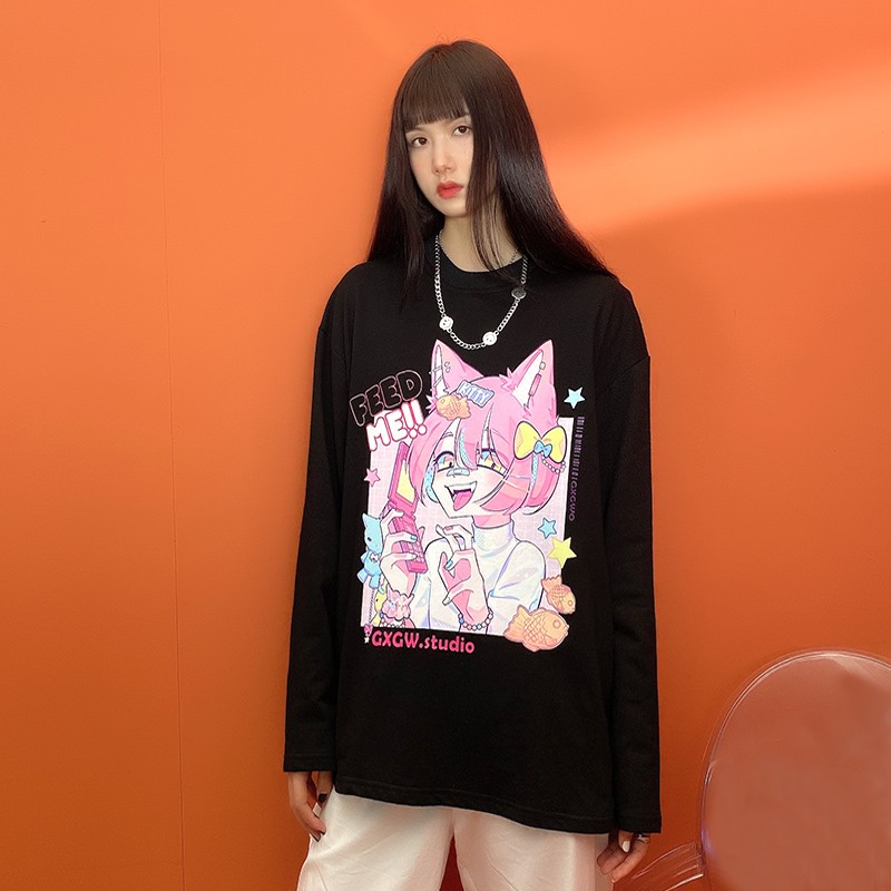 Áo thun dài tay nữ Pinky Crazy Girl , Áo sweater ulzzang Tiger.86 LS38