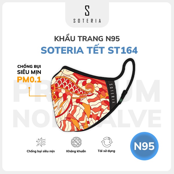 Khẩu trang thời trang Soteria Tết ST164 - N95 lọc 99% bụi mịn 0.1 micro - Size S,M,L