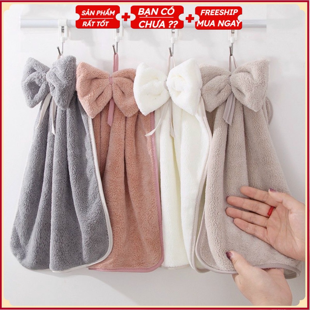 Khăn lau tay nhà bếp ❤️SALE❤️ Bông lau tay hình nơ -thấm hút tốt nhanh khô nhỏ gọn đẹp mắt GC41063