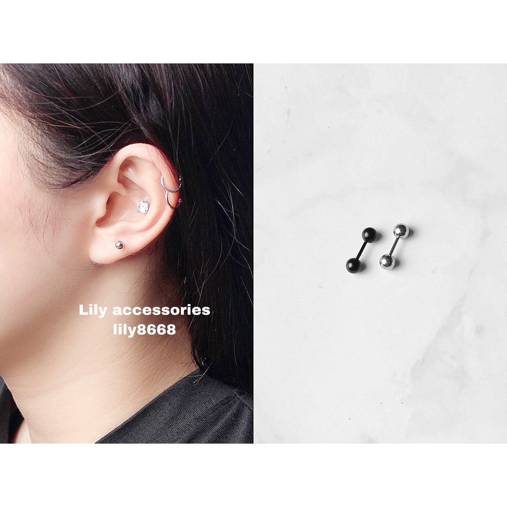 Marbles Earring khuyên tai titan bi tròn không gỉ không đen không dị ứng nam nữ unisex