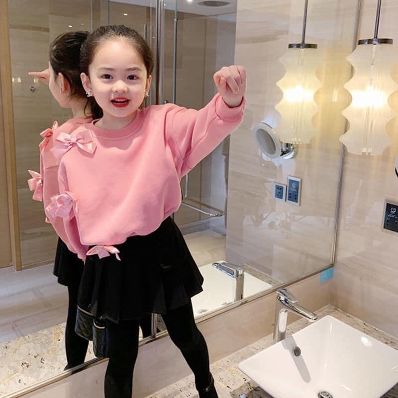 Áo nỉ phối nơ cho bé