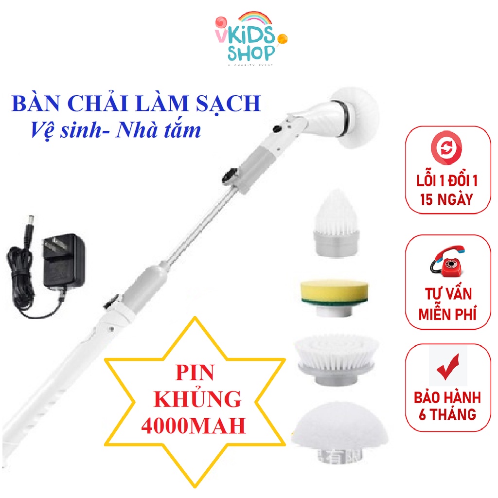 Chổi Điện Đa Năng Dung Lượng Pin 4000mAh Bàn chải làm sạch vệ sinh nhà tắm - H1010