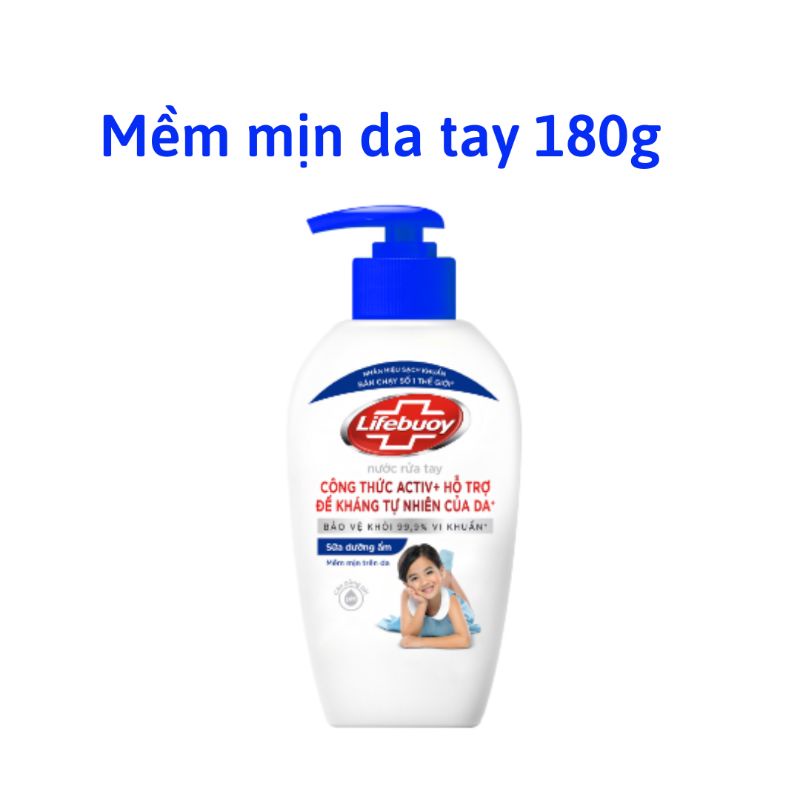 Nước rửa tay Lifebuoy chai 180g đủ màu bảo vệ da tay