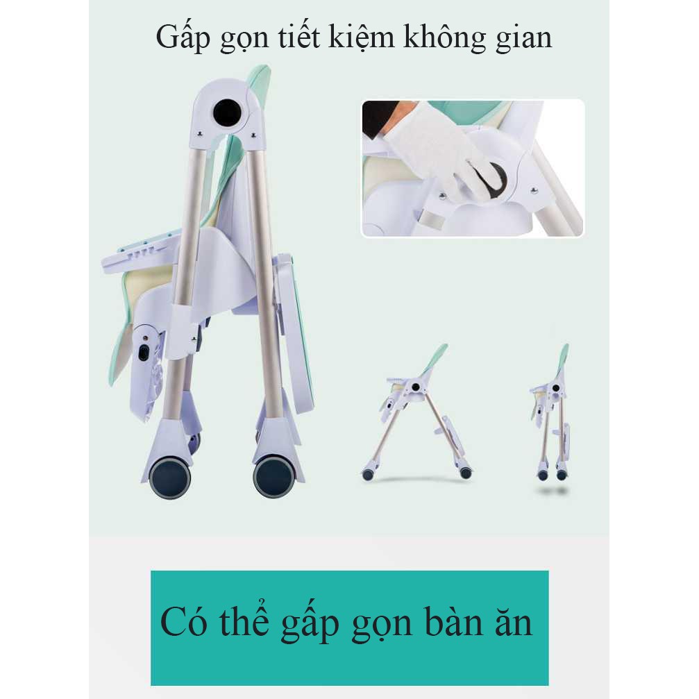 [Hợp kim nhôm nguyên khối] Ghế ăn dặm cho bé từ 6 tháng đến 6 tuổi, không lắp ráp, nâng hạ độ cao, ngả lưng 3 cấp độ