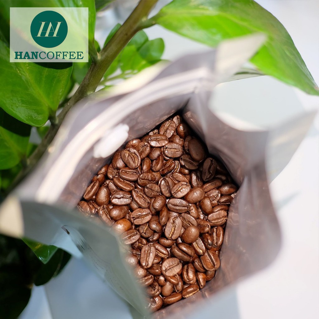 Cà Phê Phin, Cà phê Robusta Rang Hạt, Cà Phê Nguyên Chất HANCOFFEE Standard Đen Đậm Đắng Dễ Chịu  (Túi 500g) - HN100RH