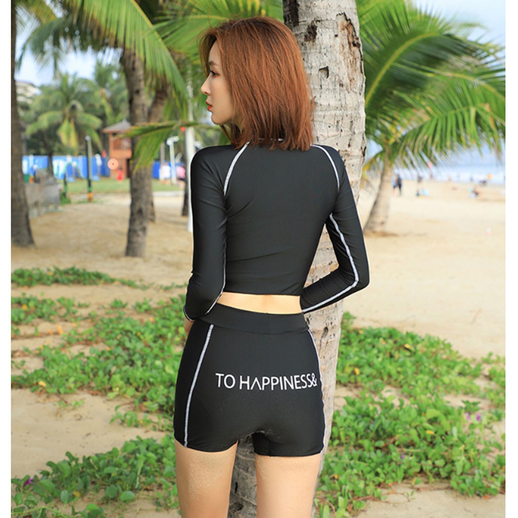 Đồ bơi nữ áo croptop dài tay phối quần cạp cao BK-354i | BigBuy360 - bigbuy360.vn