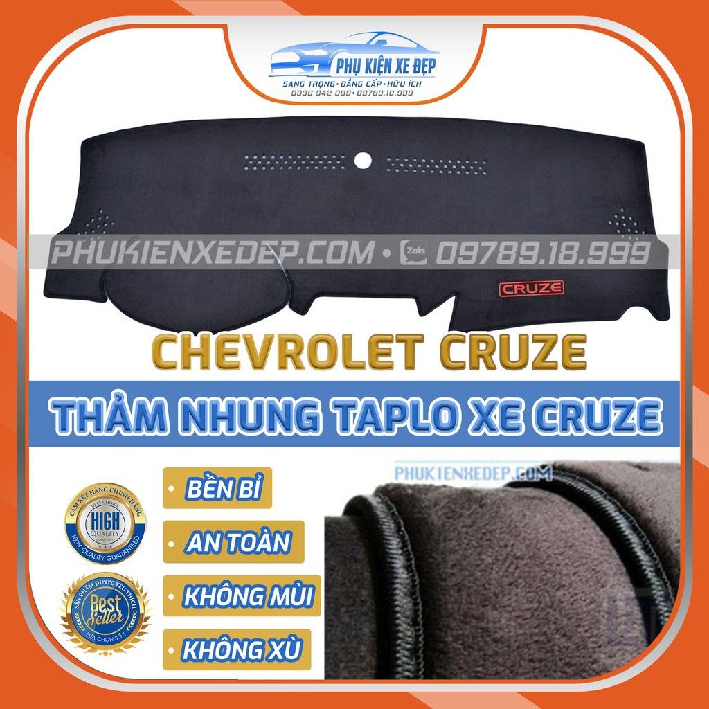 Thảm chống nóng taplo cho xe Chevrolet Cruze chất liệu Nhung Lông cừu 3 lớp chống trượt