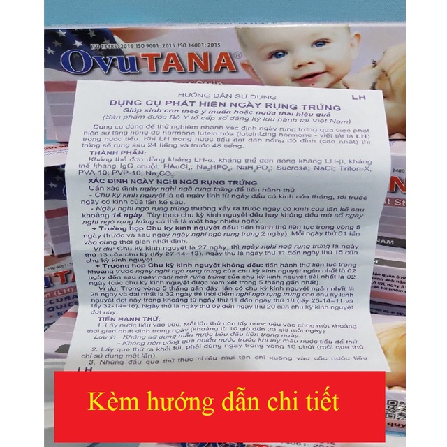 Que thử rụng trứng Ovutana - Chính xác cao, test nhanh tìm thời điểm trứng rụng