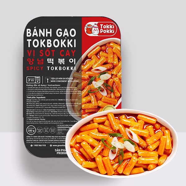 Bánh Gạo Tokbokki Vị Sốt Cay Và Sốt Ăn Liền Dạng Khay Green Foods 280g