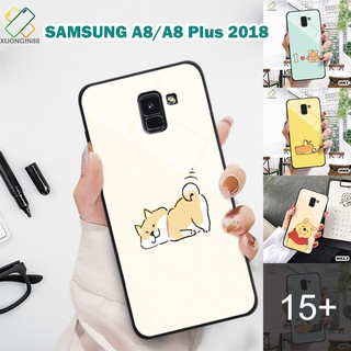 Ốp lưng Kính Samsung A8 2018/A8 Plus 2018 in 3D chủ đề hoạt hình