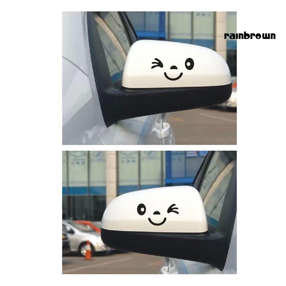 Cặp nhãn dán trang trí gương chiếu hậu xe hơi hình mặt cười đáng yêu